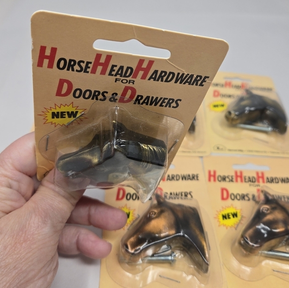 Vintage Brass Horse Head Hardware Drawers Pull Barn Rustic Fun Decorative - Picture 5 of 7